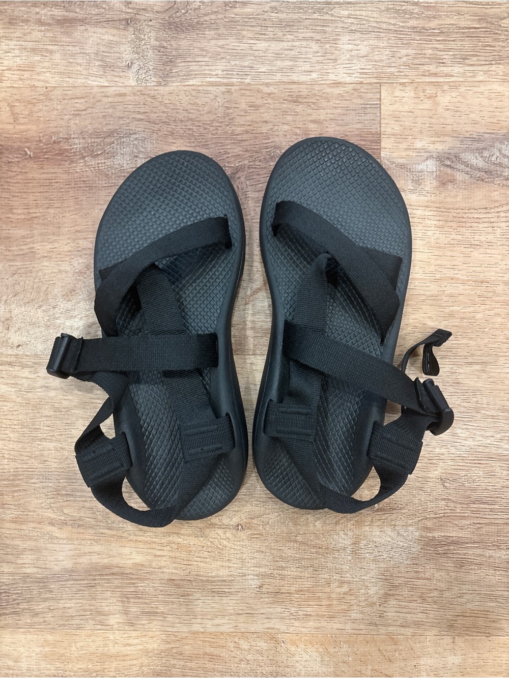 Adjustable Black Webbing Strap Sandals